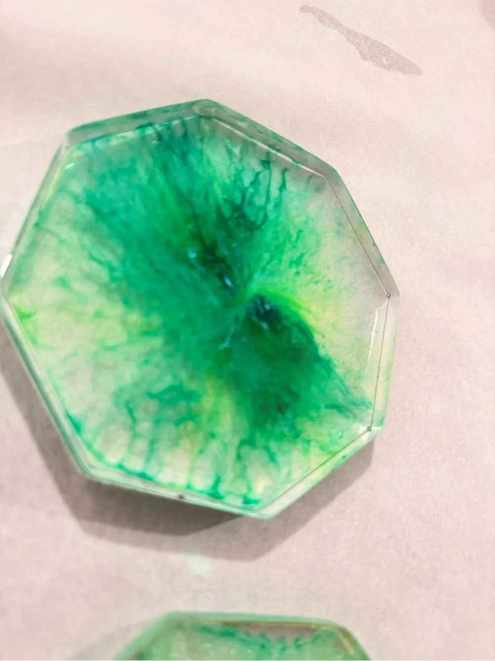 Resin Coaster Set - Blue & Green Marbleized Drink Coasters